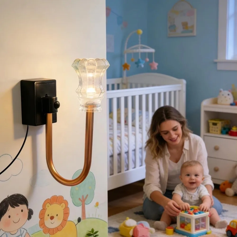 Compact Warm Light LED Night Light Clear Shade Vintage Wall Mounted Night Light Energy-Saving Creative Atmosphere Lamp Household