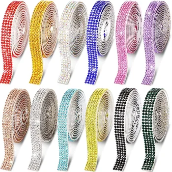 Self Adhesive Crystal Rhinestone Sticker, Diamond Ribbon, DIY Sticker, Arts Crafts, Event, Car, Phone Decoration