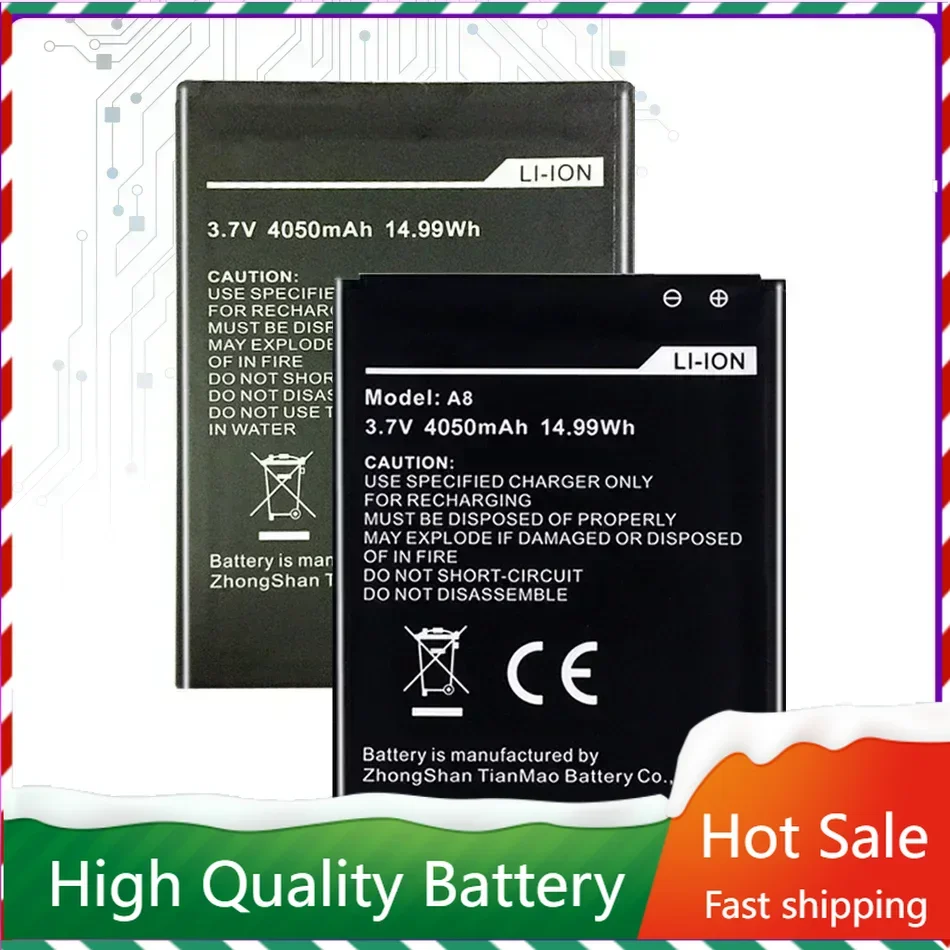 Mobile Phone Battery for AGM A8 4050mAh New Back Up Batteries Replacement for AGM A 8 Smart CellPhone Li-ion Batteies Warranty