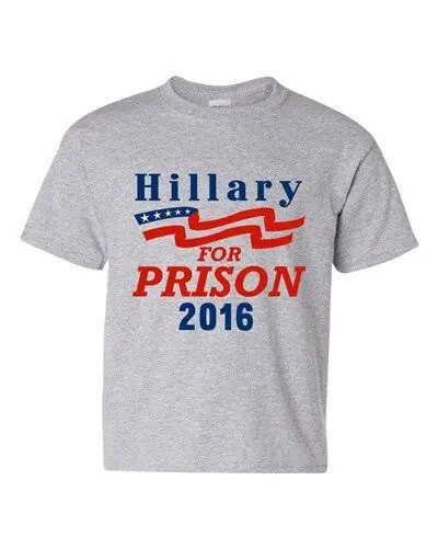 Hillary For Prison 2016 President Election Politics DT Youth Kids T Shirt