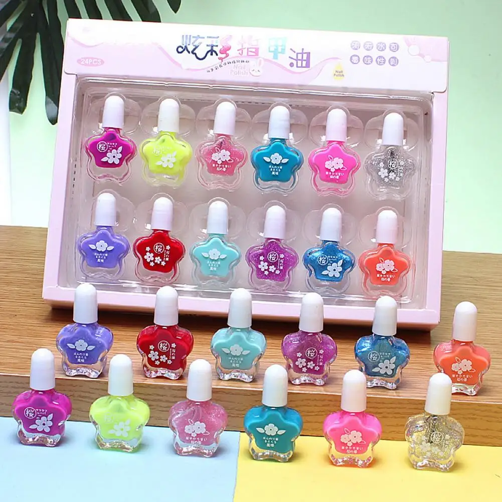 

Low Odor Nail Polish for Kids Tear Off Nail Polish for Easy Removal Safe Gentle 24pcs Kids Nail Polish Set Low Odor for Girls