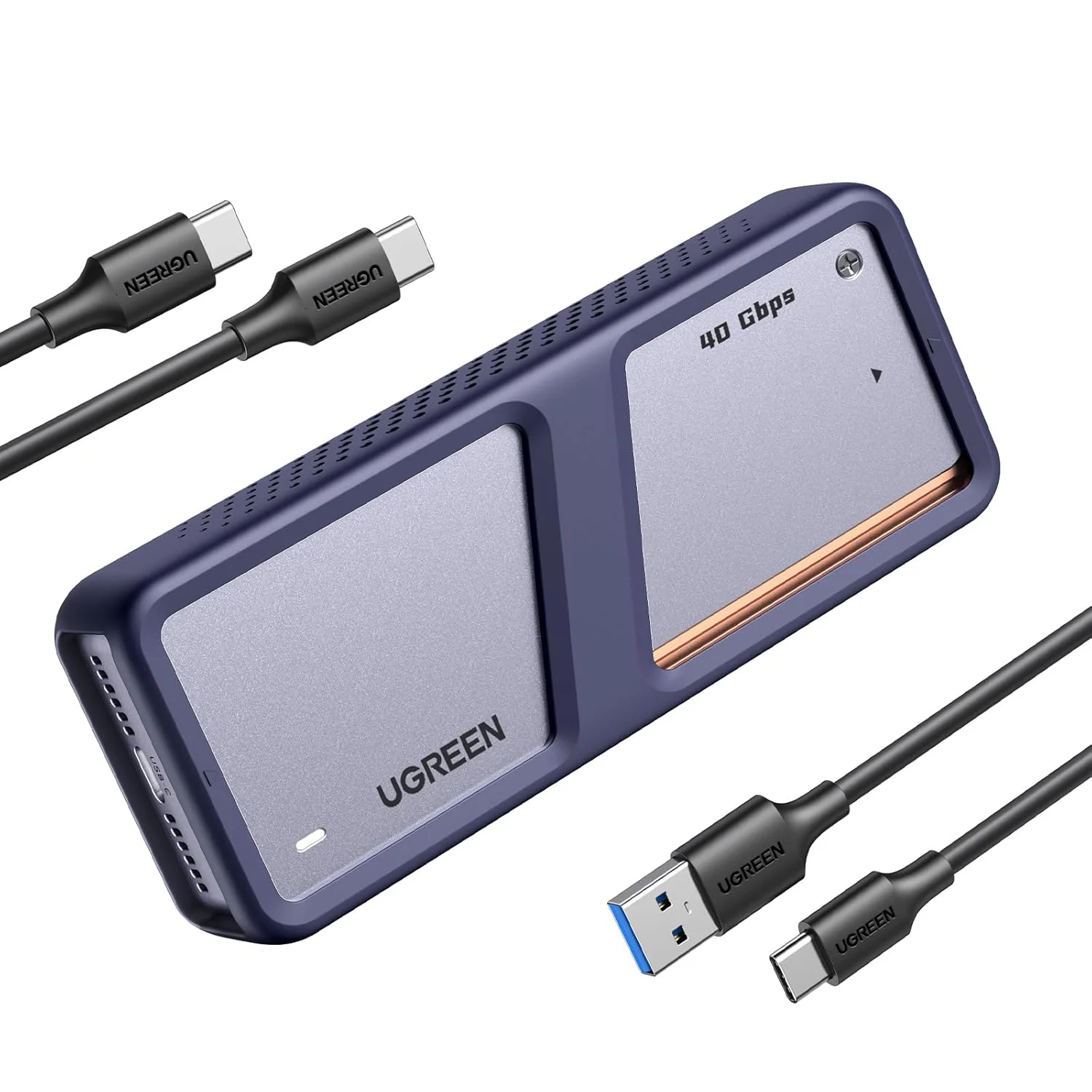 

UGREEN 40Gbps M.2 NVMe Enclosure with Cooling Fan, Anti-Drop SSD Enclosure for MacBook, Aluminum M.2 Enclosure Support M/B+M Key