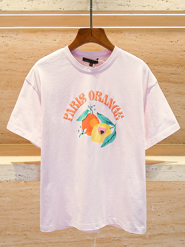 

M Home Nan You Высококачественная женская летняя милая мягкая свободная футболка с принтом из чистого хлопка Женский топ для поездок на работу Sle ort Sle...