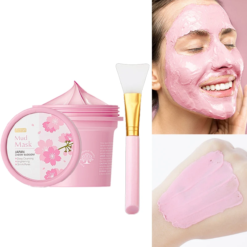 Japan Sakura Mud Face Mask Anti Wrinkle Night Facial Packs Skin Clean Dark Circle Moisturize Shrink Pores Anti-Aging Skin Care