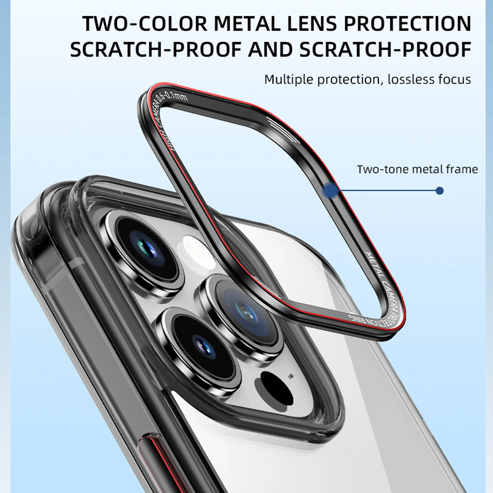 IPAKY for iPhone 15 Case 15 Pro 15 Plus Crystal Clear Metal Lens Protection Airbag Shockproof Cover for iPhone 15 Pro Max Case