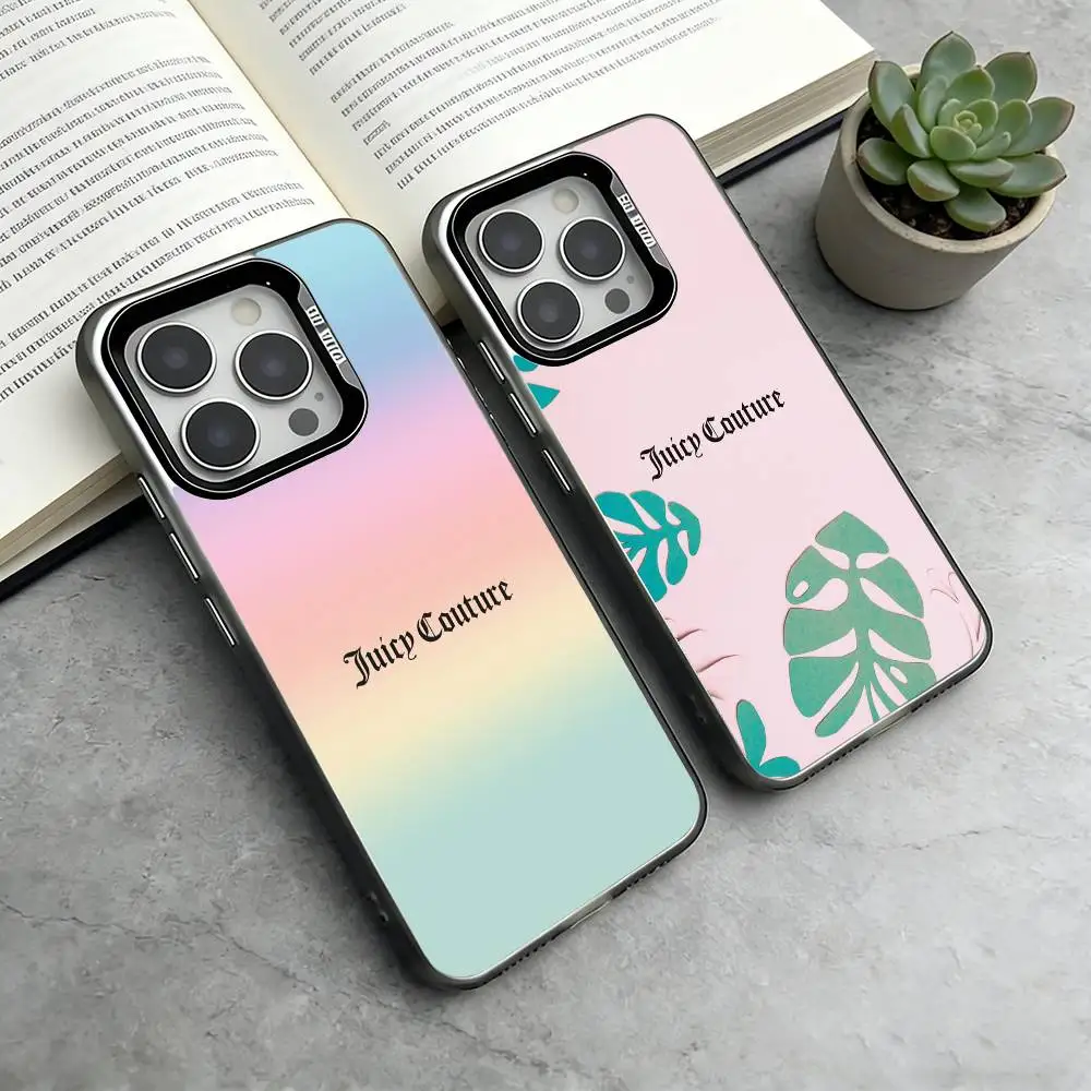 Funda Juicy Couture para iPhone 17, 16, 15, 14, 13, 12, 11 Plus, Pro Max, XS, Colorida Plateada y Negra