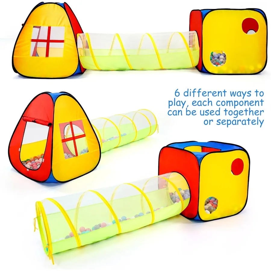 Tenda da gioco pop-up per bambini 3 in 1 con tunnel e pozzo per bambini, neonati e bambini piccoli, casetta da gioco per interni/esterni, palline NON incluse