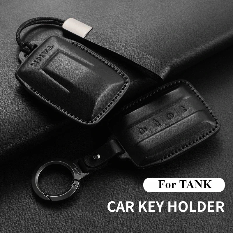 

For Car Remote Key Fob Case Cover Protector Shell Bag Great Wall GWM WEY TANK 300 500 Tank300 Tank500 Keychain Leather Accessory