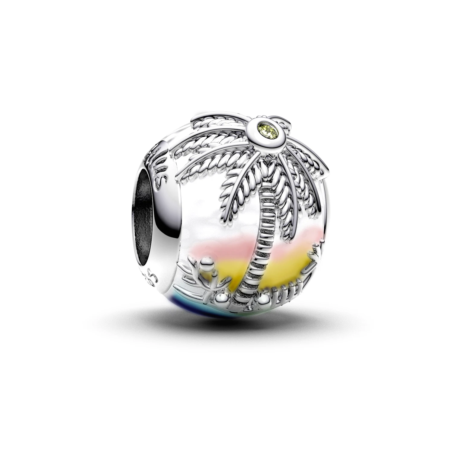 Manyilus S925 Silver Coconut Tree Beach Charm for Original Bracelet, Tropical Island Jewelry Pendant DIY, Summer Vacation Gift view 6