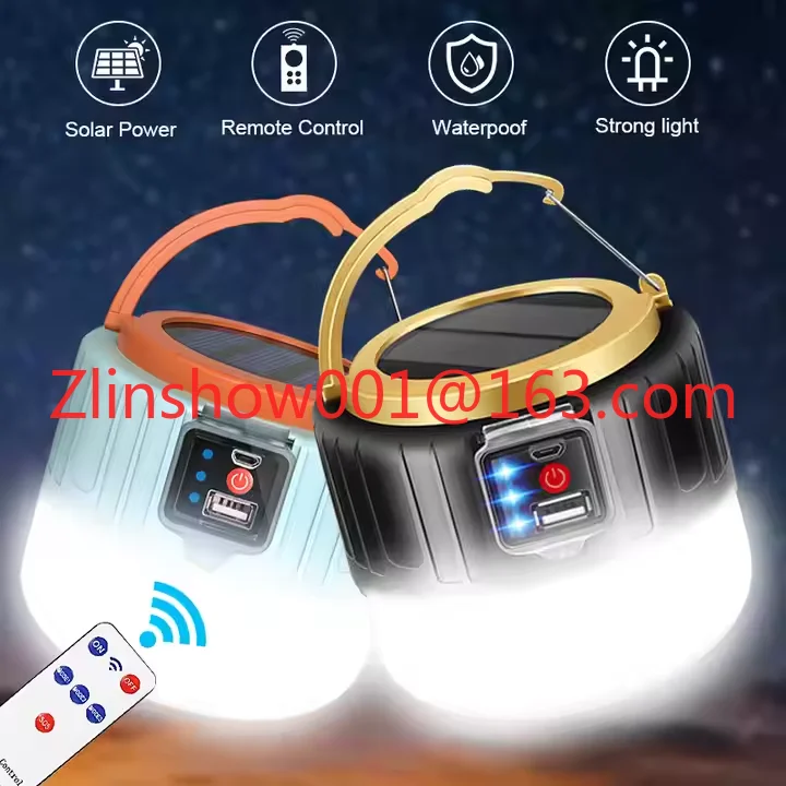 2025 New Outdoor Tent Bulb Hiking Portable Emergency Lantern Solar Lamp Rechargeable Camping Lighting Photography Lighting