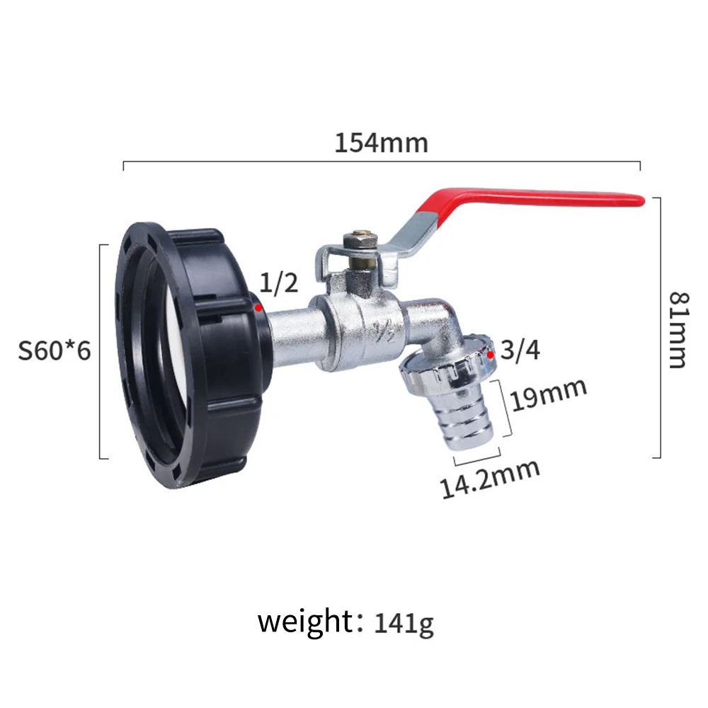 S60x6 Gwint gruby IBC Złącze kranu zbiornika X 1/2 \'\'3/4\'\' Adapter sprzęgający wodę 1000L Złączka zaworu ogrodowego do domu