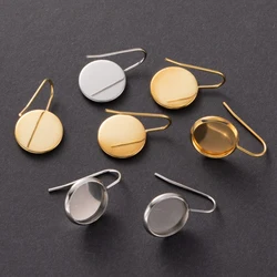 10Pcs 8/10/12mm Gold Stainless Steel U Shape Earrings Hook Cabochon Blank Base For DIY ​Resin Jewelry Making Craft Finding
