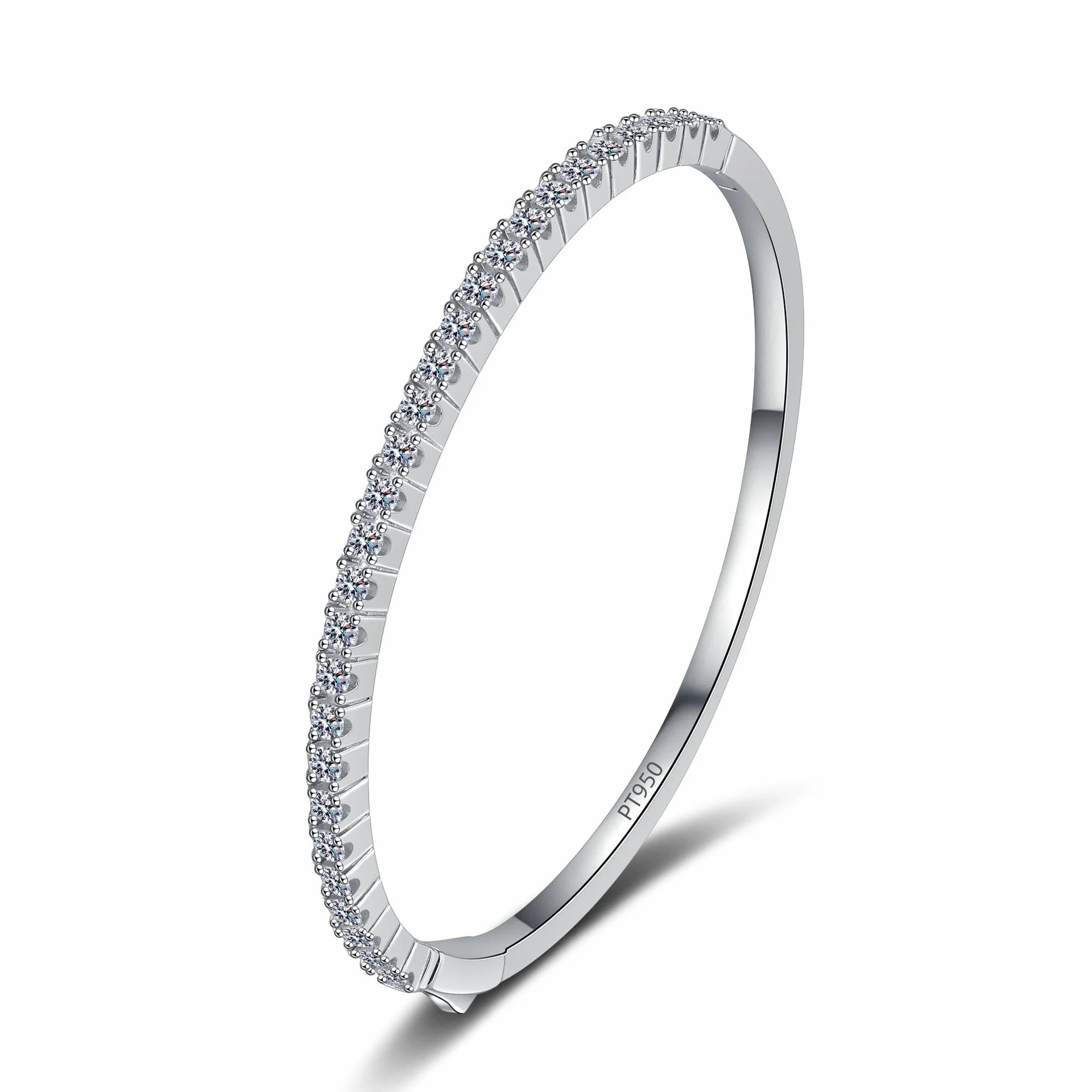 Brazaletes de joyería fina de platino para mujer, pulsera de lujo con nicho de diamante de moissanita, 1,68 CT, Pt950 para novia