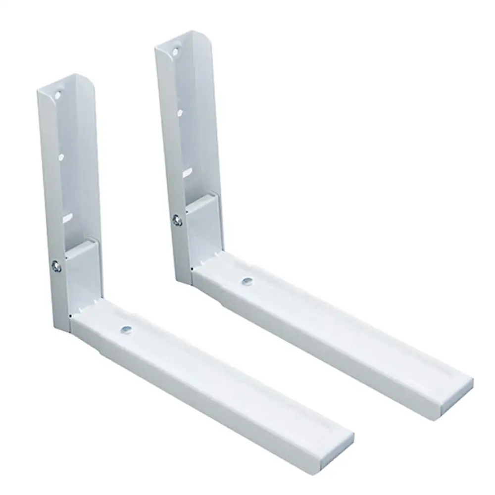 2Pcs Microwave White Wall Mounting Holder Brackets Shelf With Extendable Arms