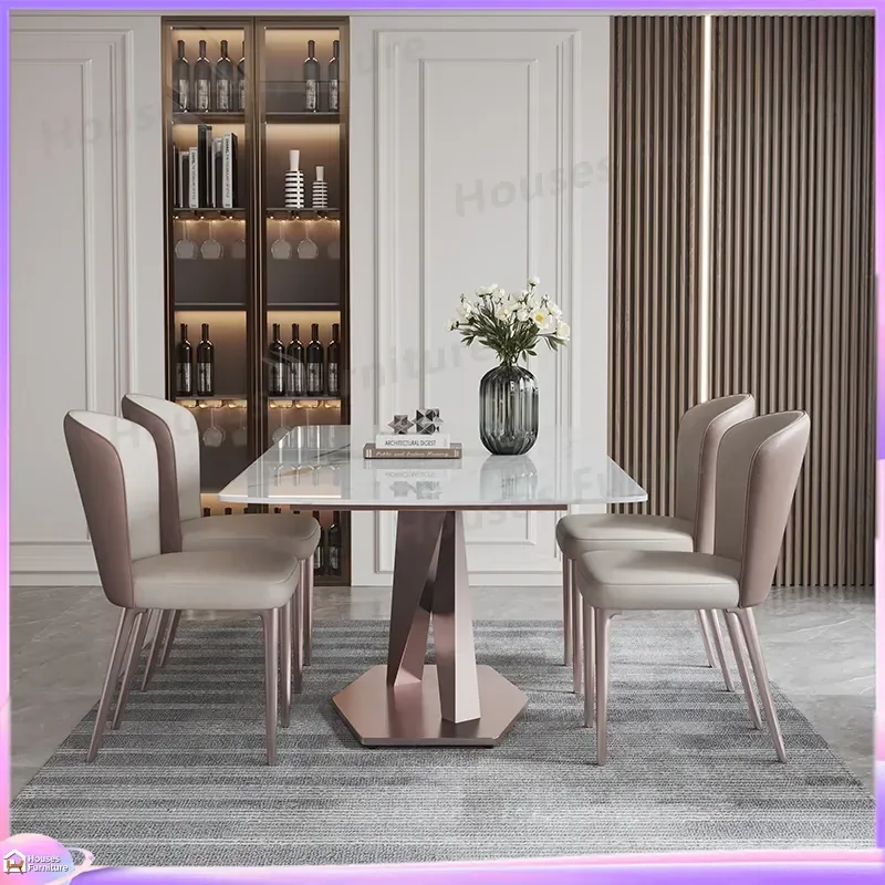 Modern Extendable Dining Table Set Marble Top Invisible Induction Cooker Space Saving Furniture for Small Apartment Living