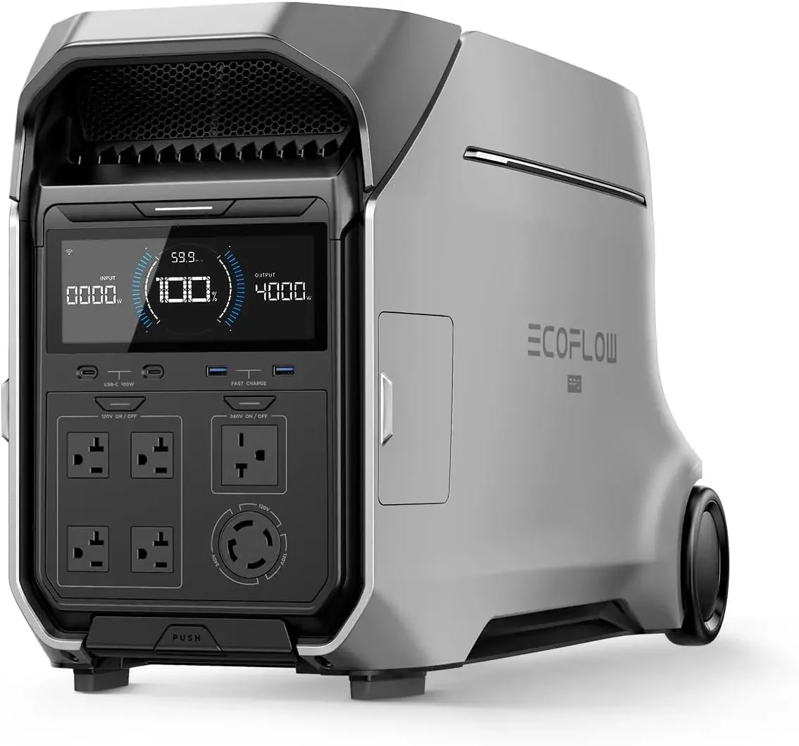 EF ECOFLOW DELTA Pro 3 Portable Power Station, 4096Wh LFP Battery, Expandable to 48kWh, 120/240V 4000W AC Output, Solar Generator for Home Use, Camping Accessories, Emergencies, Power Outages