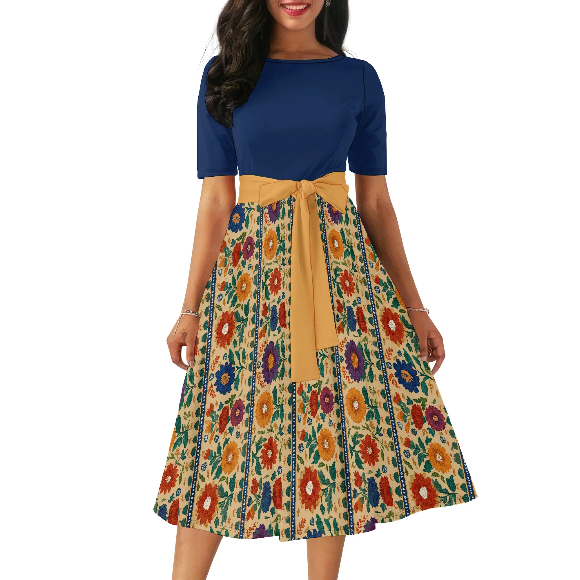 Robes de cocktail pour femmes, robe d'église formelle à manches 3/4 pour invités de mariage vintage, été 2025