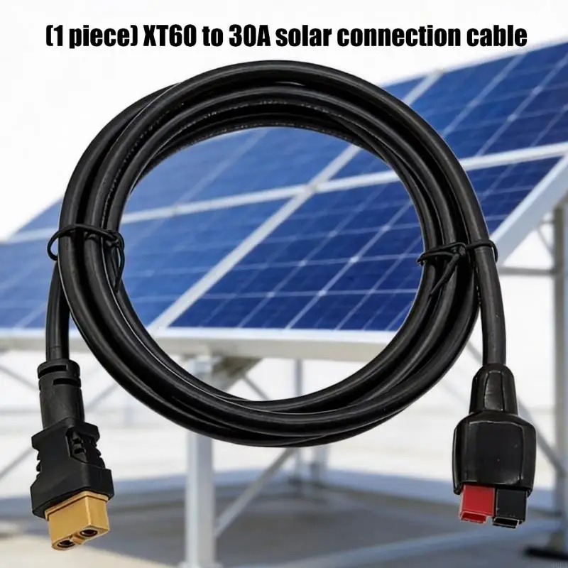 Q6PA XT60 to 30A Solar Connection Cable, 1.5M PVC Insulated Adapters Wire for Solar Panel Connection and Portable Power Transfer
