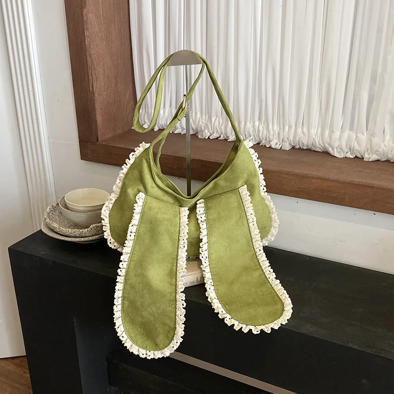 Cute Rabbit Ear Faux Suede Crossbody Bag Autumn Winter New Sweet Girls Kawaii Fashionable Versatile Commuter Single Shoulder Bag