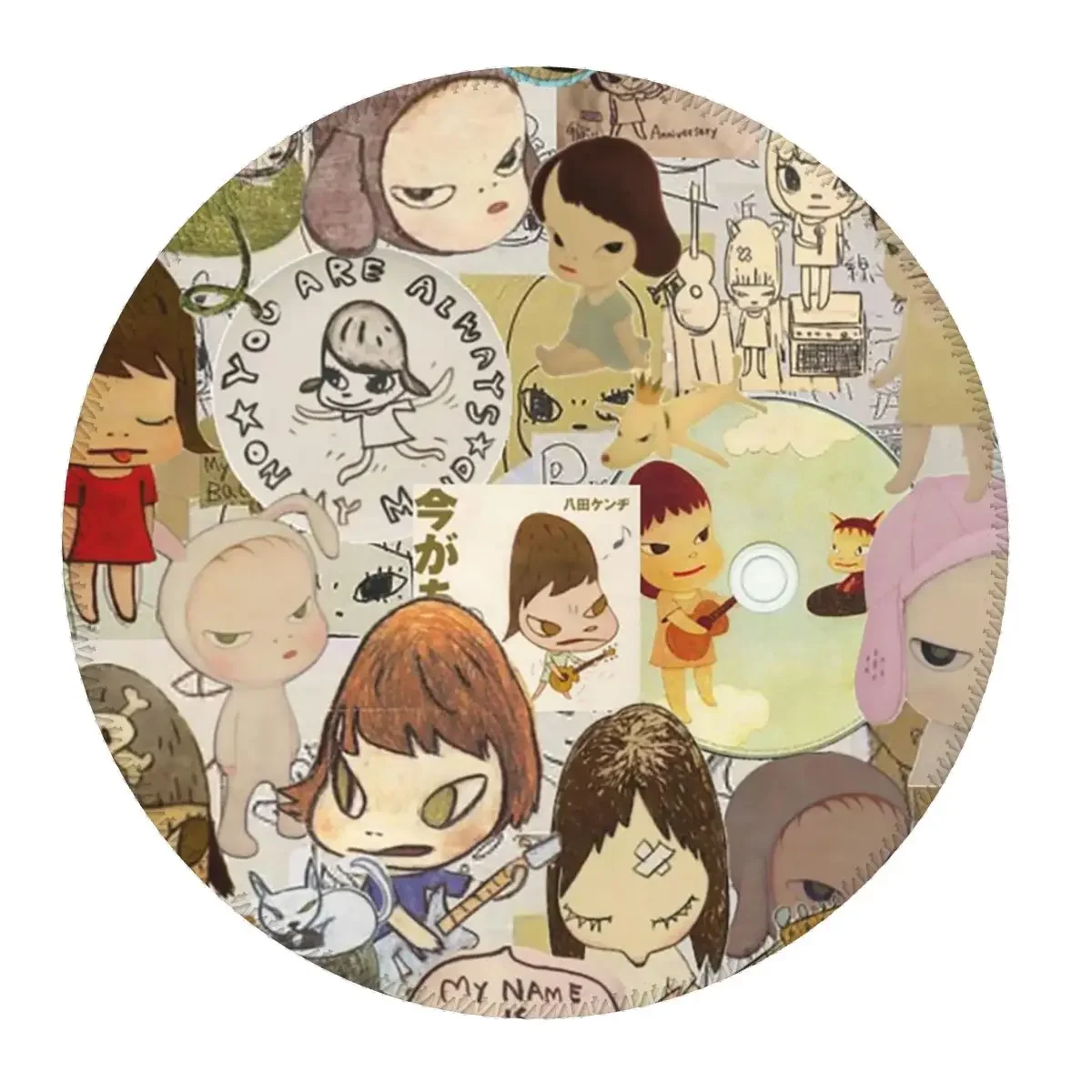 Yoshitomo Nara Round Mouse Pad Computer Keyboard Mouse Mat Gamer Laptop Desk Mat Office Table Mats