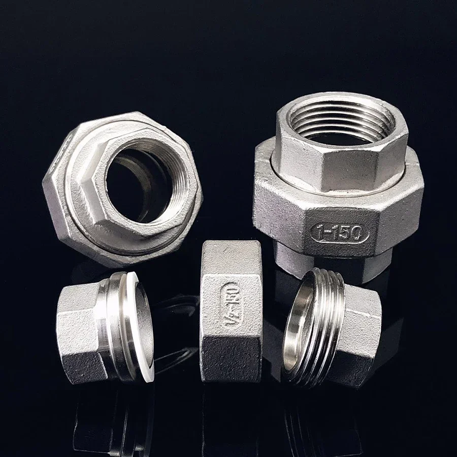 304 الفولاذ المقاوم للصدأ الاتحاد المشترك اقتران 1/4 3/8 1/2 3/41 1-1/4 1-1/2 "2" BSP أنثى ذكر الموضوع يلقي وصلة أنابيب