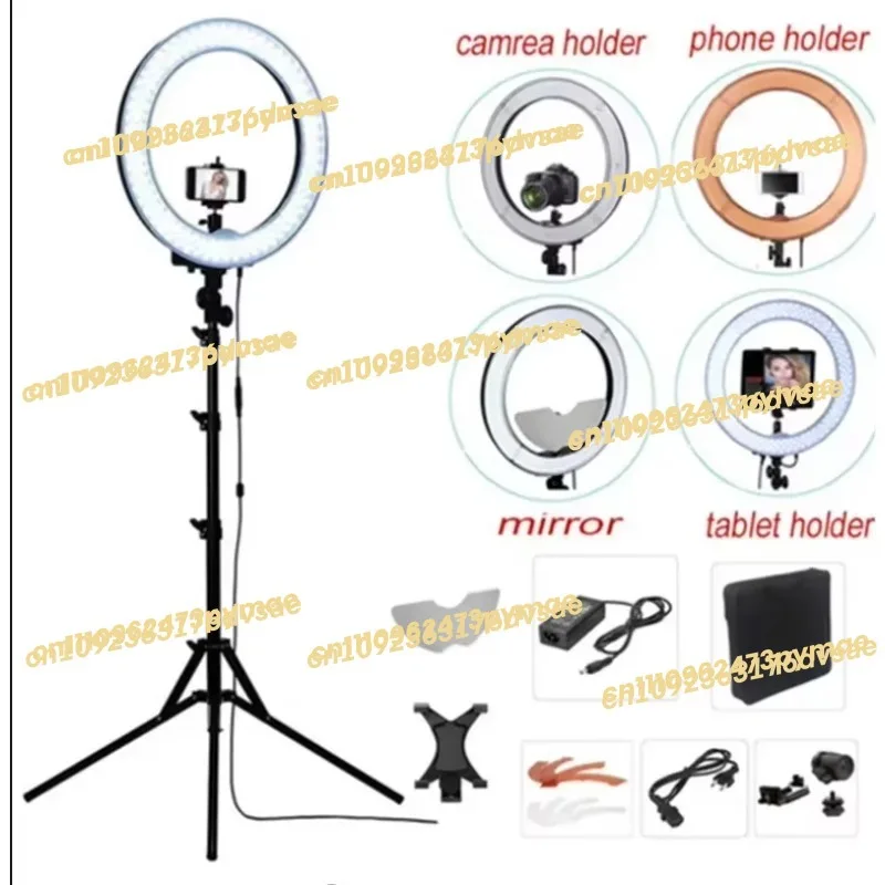 Anillo de luz LED para cámara DSLR RL-18 de 55W con vibración, luces LED de flash de 55W, luz portátil para selfies con trípode y bolsa de transporte.