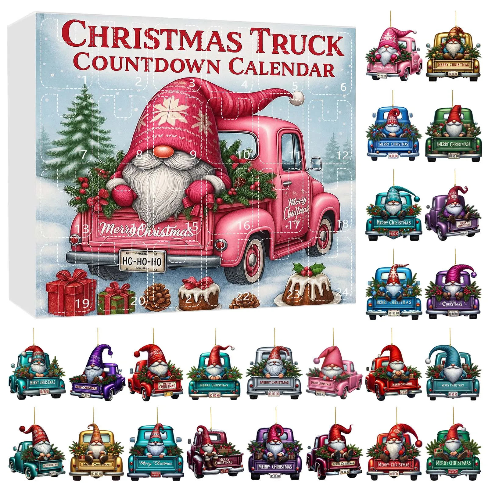 Countdown to Christmas Advent Calendar with Chocolate Christmas Tree Dog Pendant Advent Calendar Shower Clock with Timer Radio