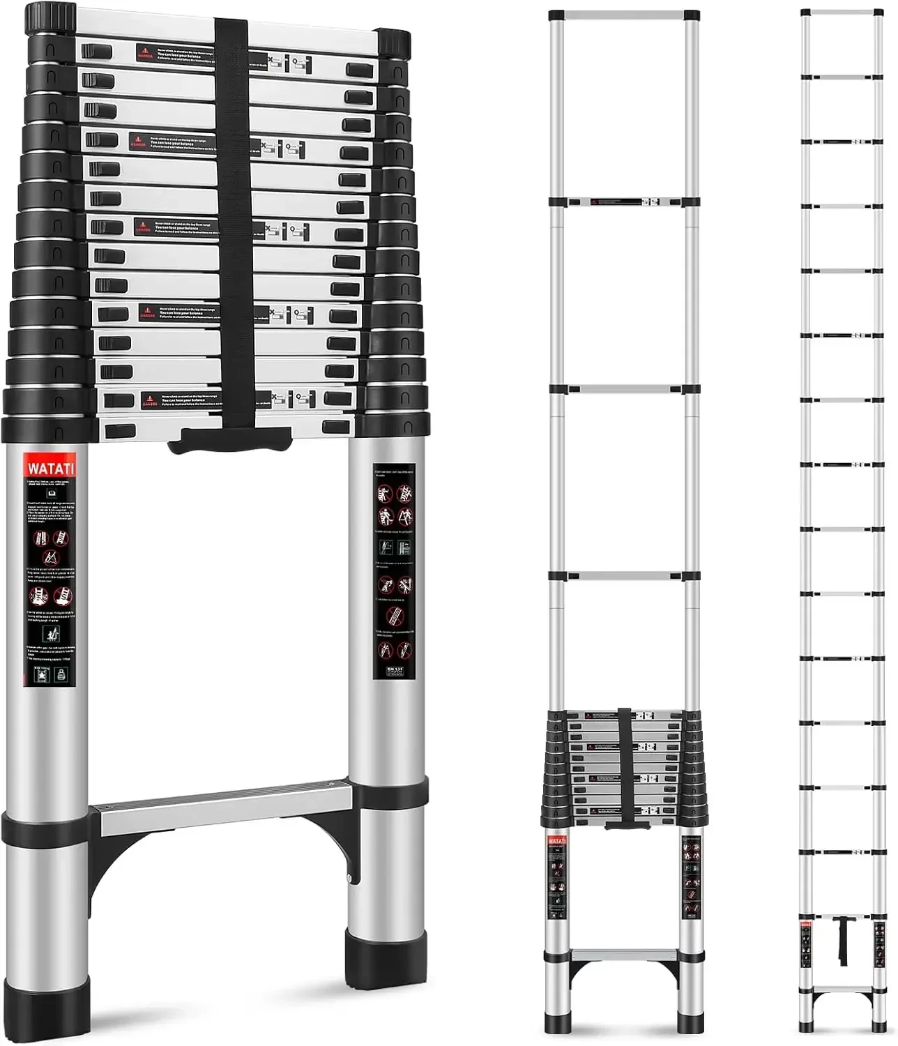 Ladder 20.3FT, Aluminum Extension Ladder, 330LBS Capacity w/Non-Slip Feet & Stabilizers, Portable Collapsible Telescopic Ladder