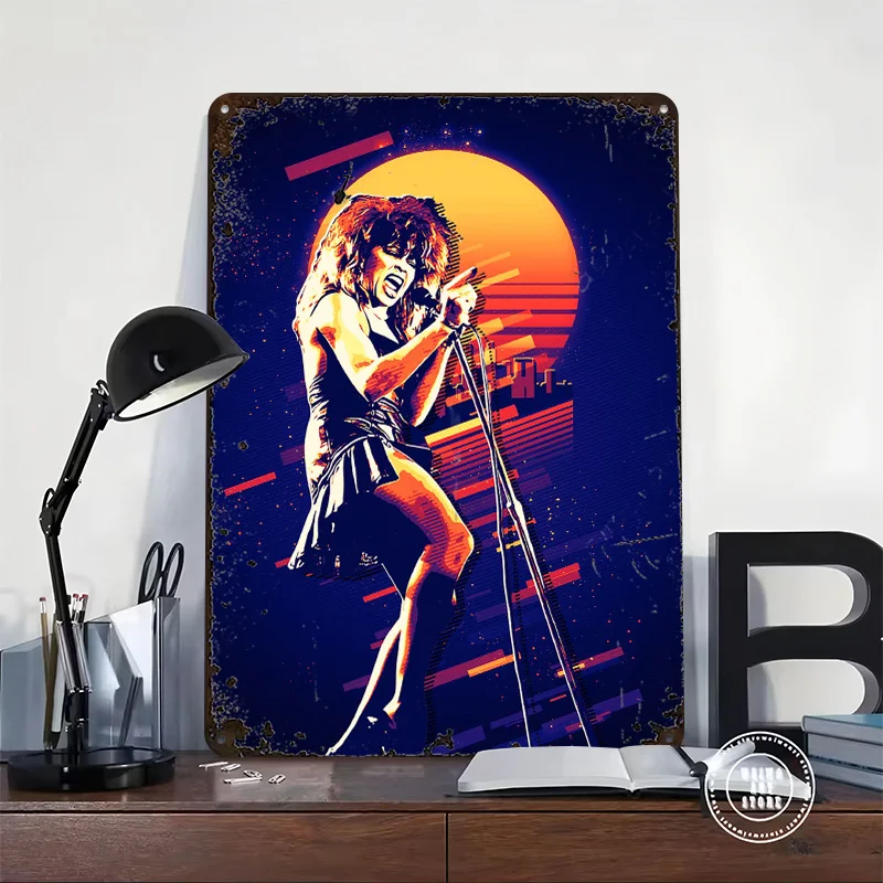 Tina Turner Retro Pop Art Metal Poster Customized Wall Art Retro Vintage Tinplate Signs for Man Cave Gaming Decoration Room Home