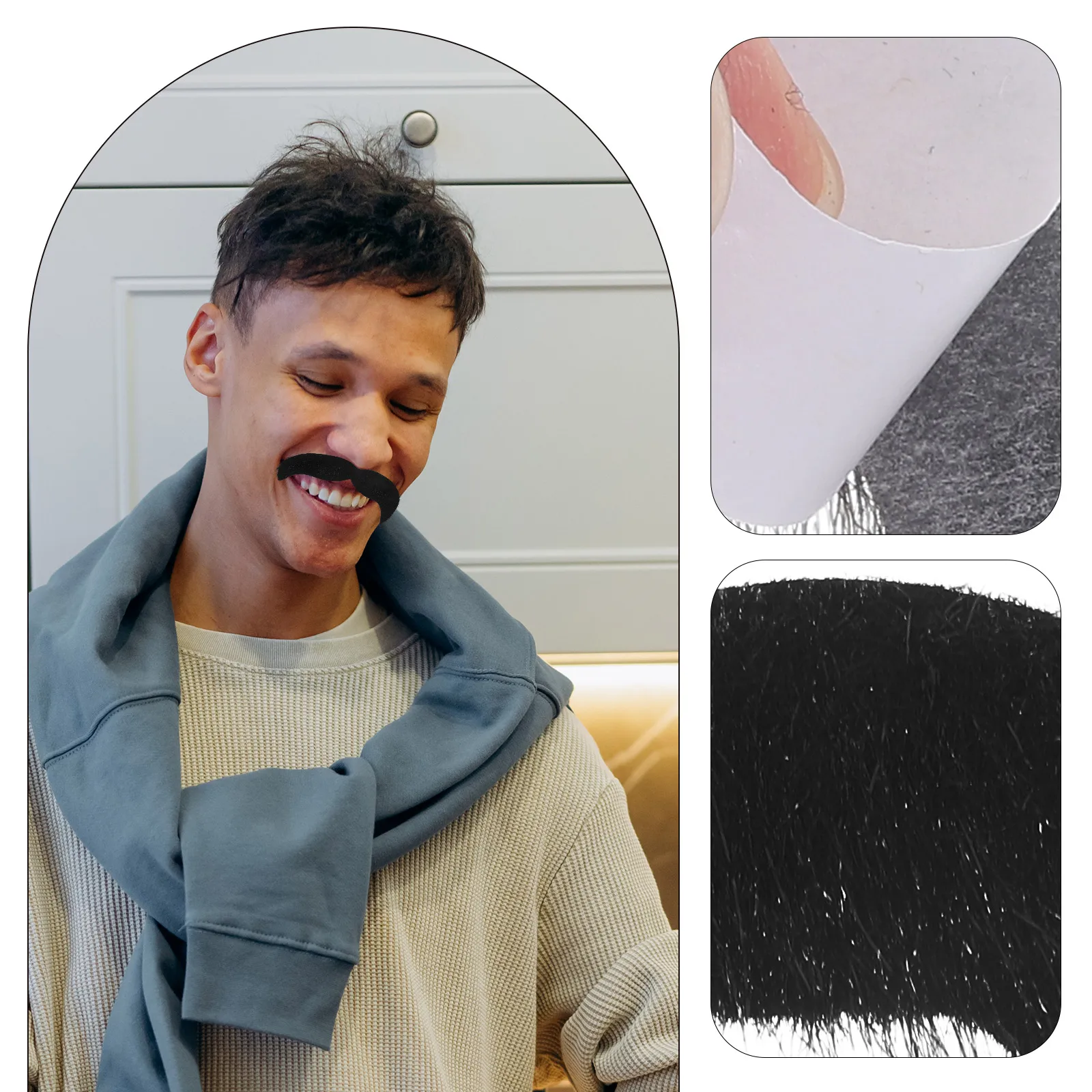 

1pc Realistic Fake Beard False Mustache Lifelike Cosplay Party Decoration Men Masquerade Adult Black Fabric Comfortable Fit