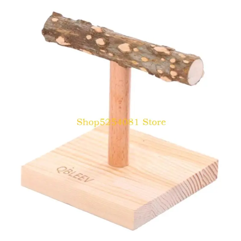 AXYC Natural Wood Perch Parrot Tabletop Standing Branch with Base Grinding Claw Bar for Small Medium Birds Easy to Install