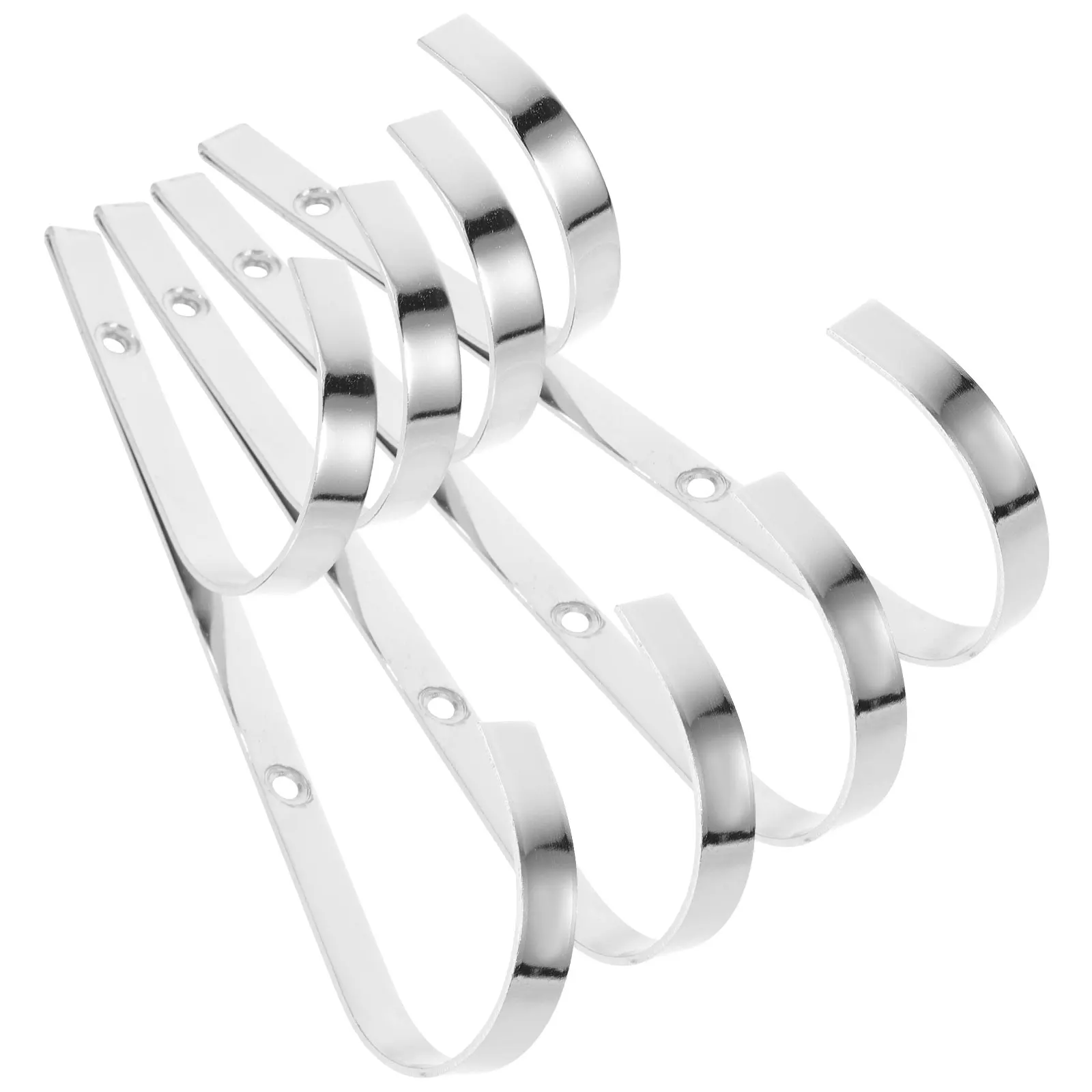 

4 Pcs Metal Wall Hooks Double Head Wear Resistant Pool Swimming Hanger Pole Coats Rack Silver Spa Accessories Bathroom Door Back