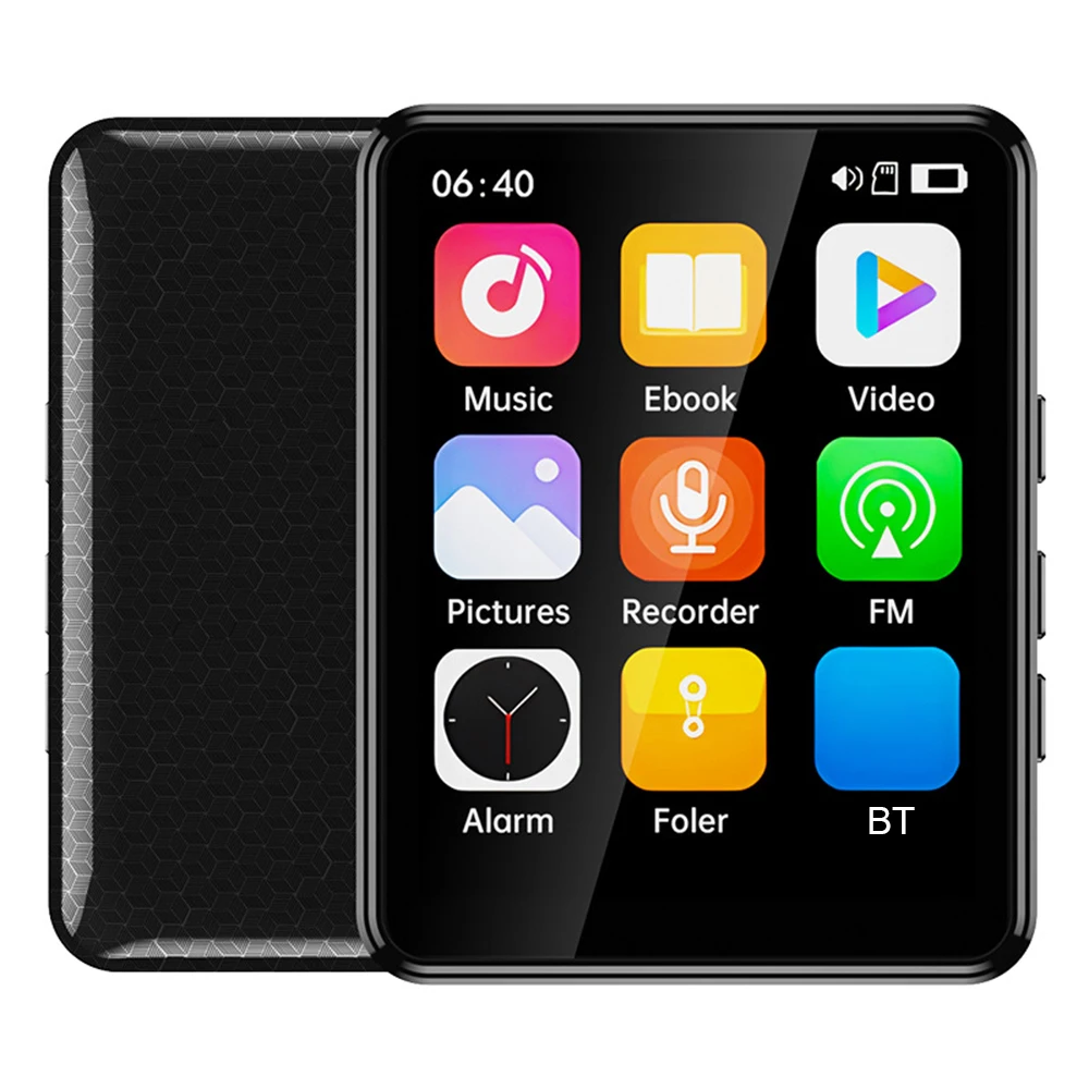 MP3-плеер 16/32/64 ГБ, портативный музыкальный плеер, Bluetooth-совместимый5,3-музыкальный стереоплеер с динамиком, FM-радио, запись, электронная книга