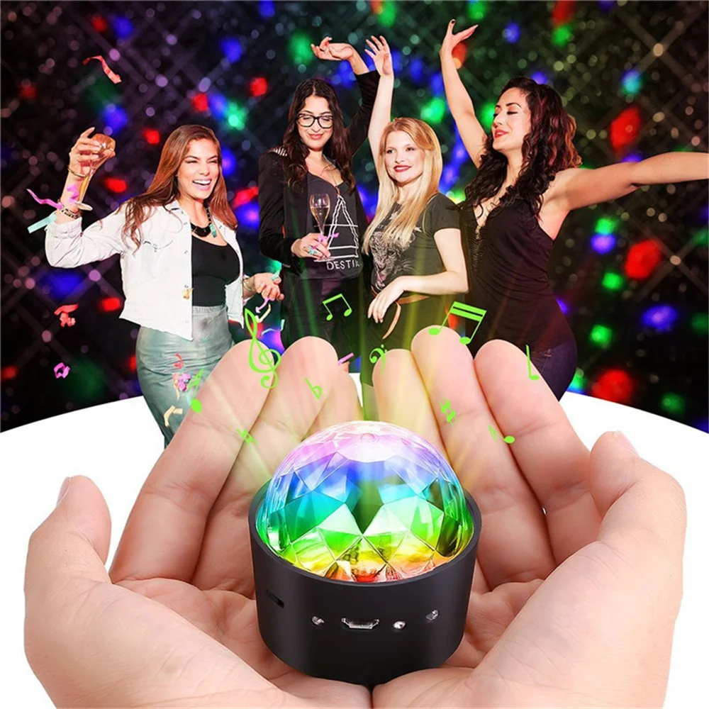 4pcs RGB DJ Mini Car Disco Ball Strobe Light USB Rechargable Protable Voice Activated Rotating Stage Party Lights Magic Lamp Lig