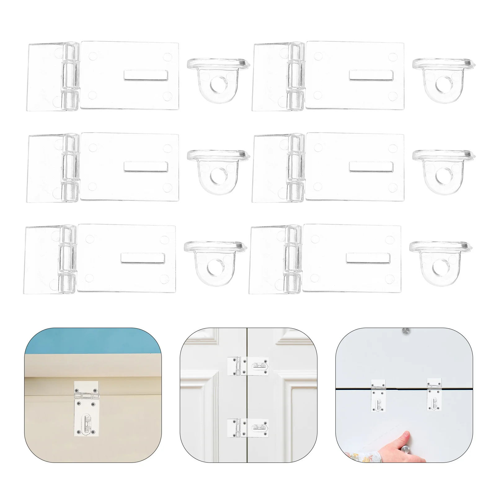 

10Sets Transparent Acrylic Lock Hasp Clear Snap Hinge Latch Buckle for Cabinet Drawer Organizer Storage Accessories