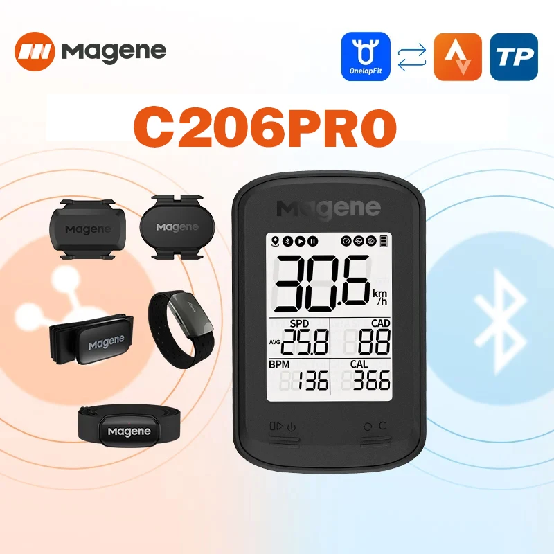 

Magene C206pro GPS Bike Computer Waterproof Bluetooth ANT+ Cycling Wireless Bicycle Speedometer Odometer