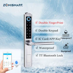 TT Bluetooth Dual Side Fingerprint Smart Digital Door Lock Waterproof Keypad Password IC Card APP Remote Unlock Home Security