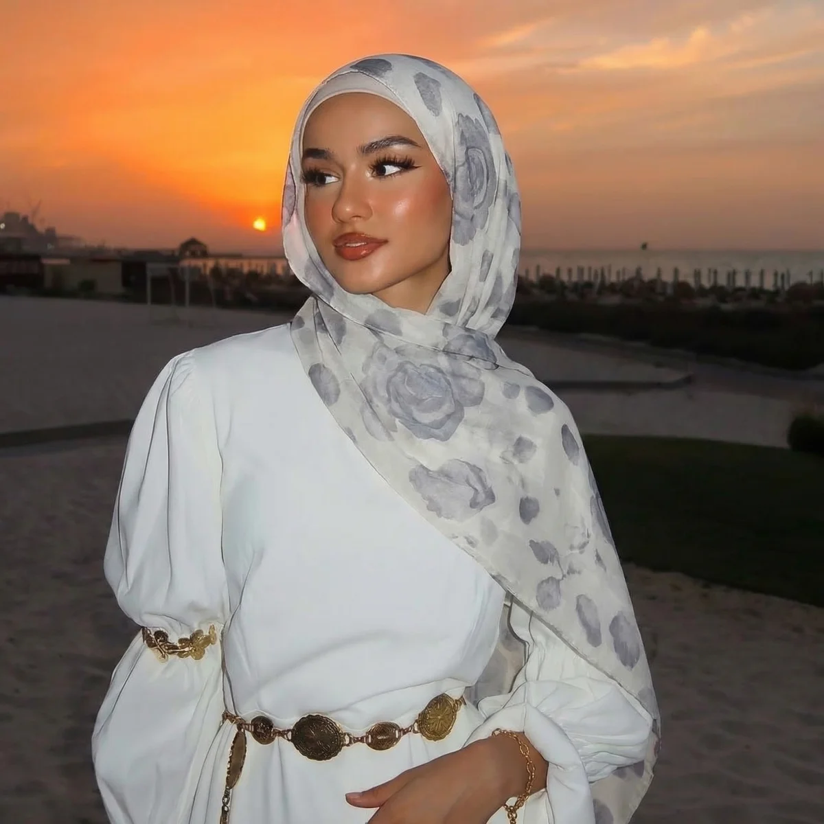 2026 Design Bedruckte Hijabs Premium Aquarell Damen Kopftuch Weicher Schal Schal Geeignet für Tägliche Abaya-Accessoires Damen Schleier
