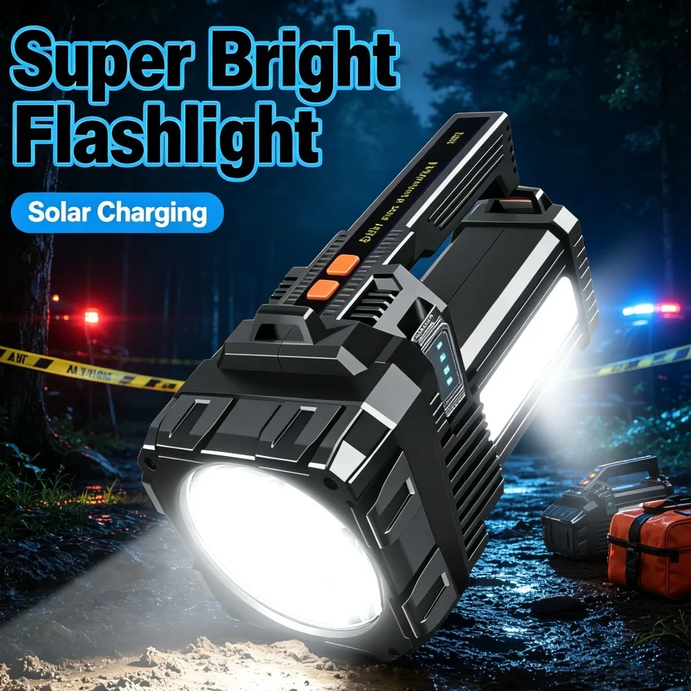 Multifunctional High‑Power LED Searchlight Flashlight Rechargeable Bright Handheld Torch for Outdoor Field Patrol Emergency Use