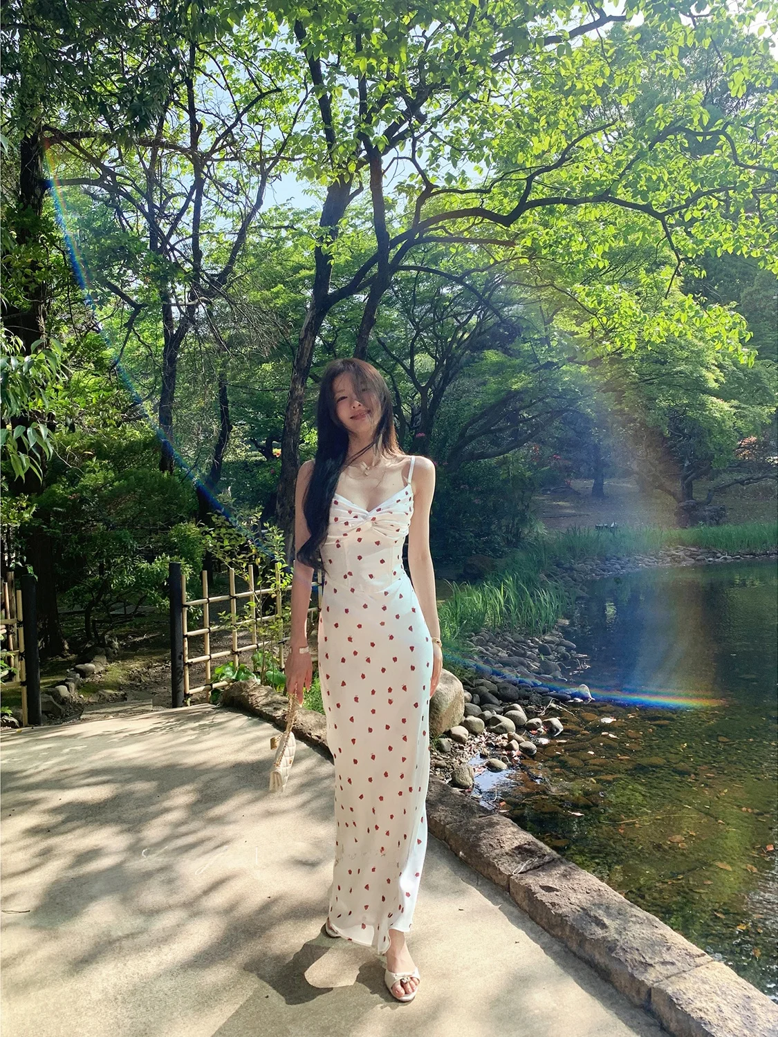 

Платье Mummy Egg Lang из атласного волокна с принтом на бретельках, длинное платье Dr Rose с цветочным принтом и высокой талией, полиэфирная ткань без све...