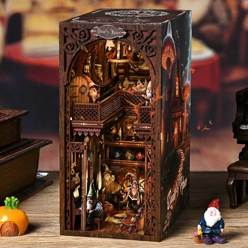 كوخ Tiny Fantasy DIY، مجموعة منزل خشبية مصغرة ثلاثية الأبعاد، غلاف ساحر لديكور الرف #1