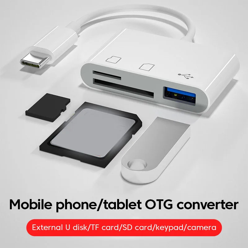 TF CF SD Memory Card Reader per Computer keyboard Camera USB Type-C Adapter convertitore OTG per IPad Huawei Macbook 3 in 1