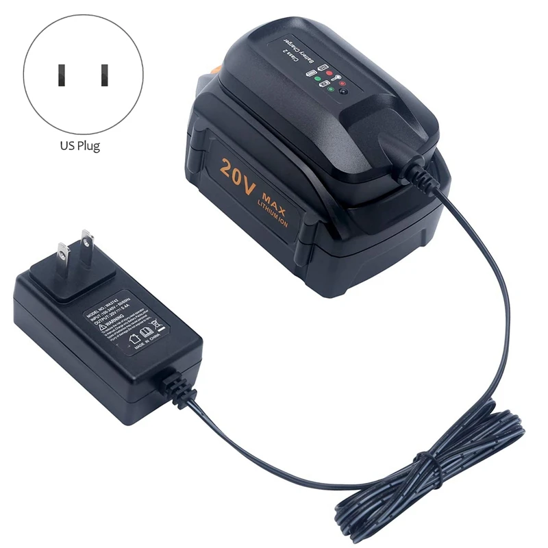 New US Plug WA3742 WA3732 20V Lithium Charger Compatible With Worx 18V/20V Powershare Battery WA3525 WA3520 WA3512 WA3512.1