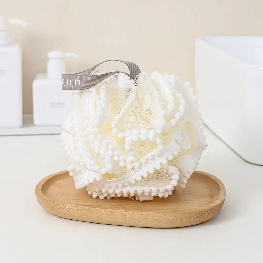 Fluffy White Bathball Rich Foam Soft Bath Flower Hangable Comfortable Touch Foam Tool Bathroom