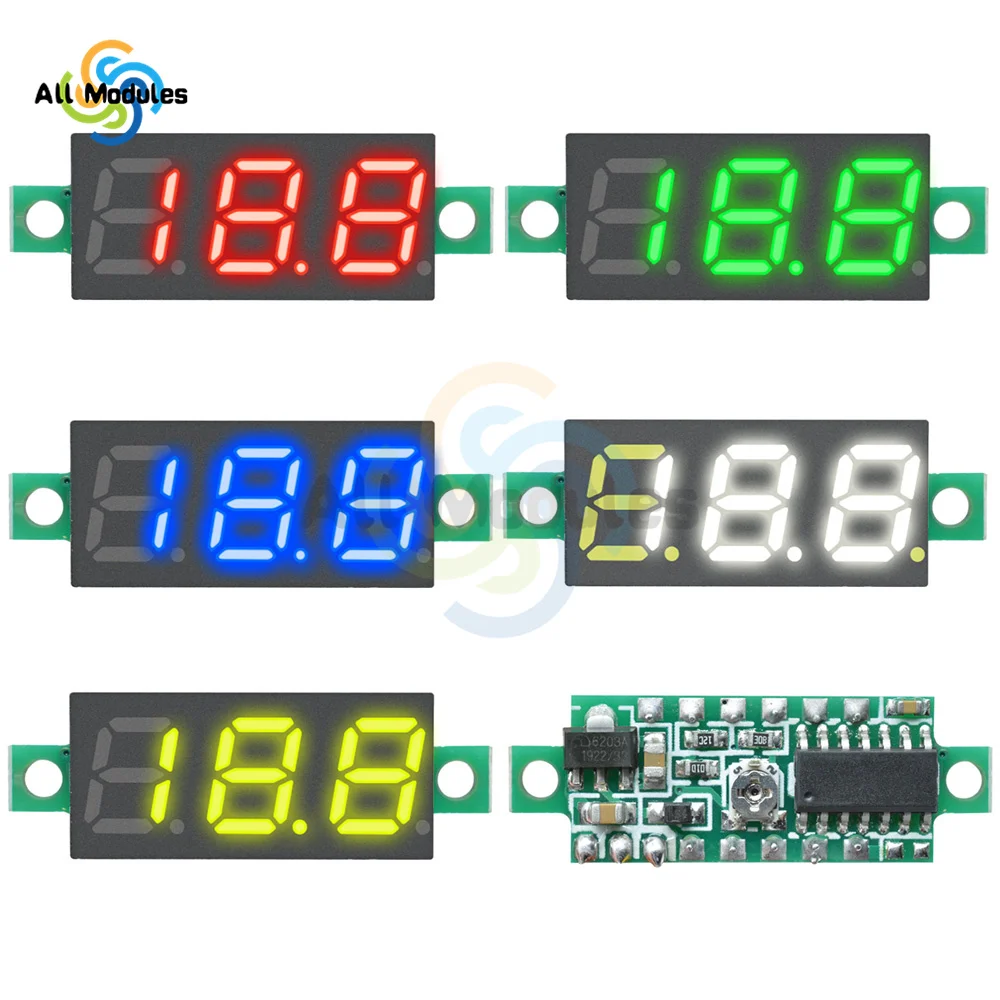 5 Color Available Mini LED Digital Voltmeter DC 4-30V 0.28 Inch 3 Wire DC 0-100V Volt Voltage Meter Gauge Tester LED Display