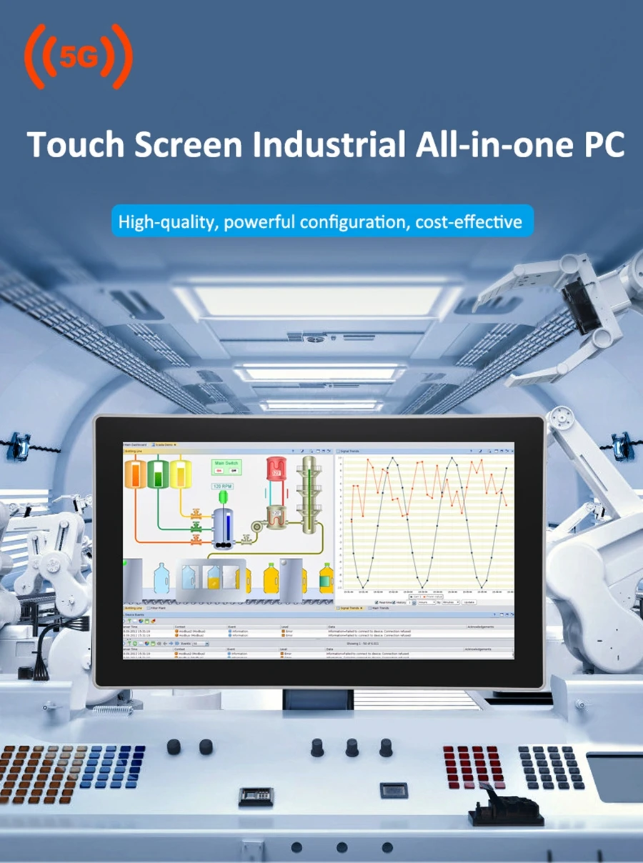 15.1 Inch IP65 Waterproof Industrial Touchscreen Panel PC RS485 Windows 10 All in One Fanless Computers 5G Support Dual 2.5G Lan