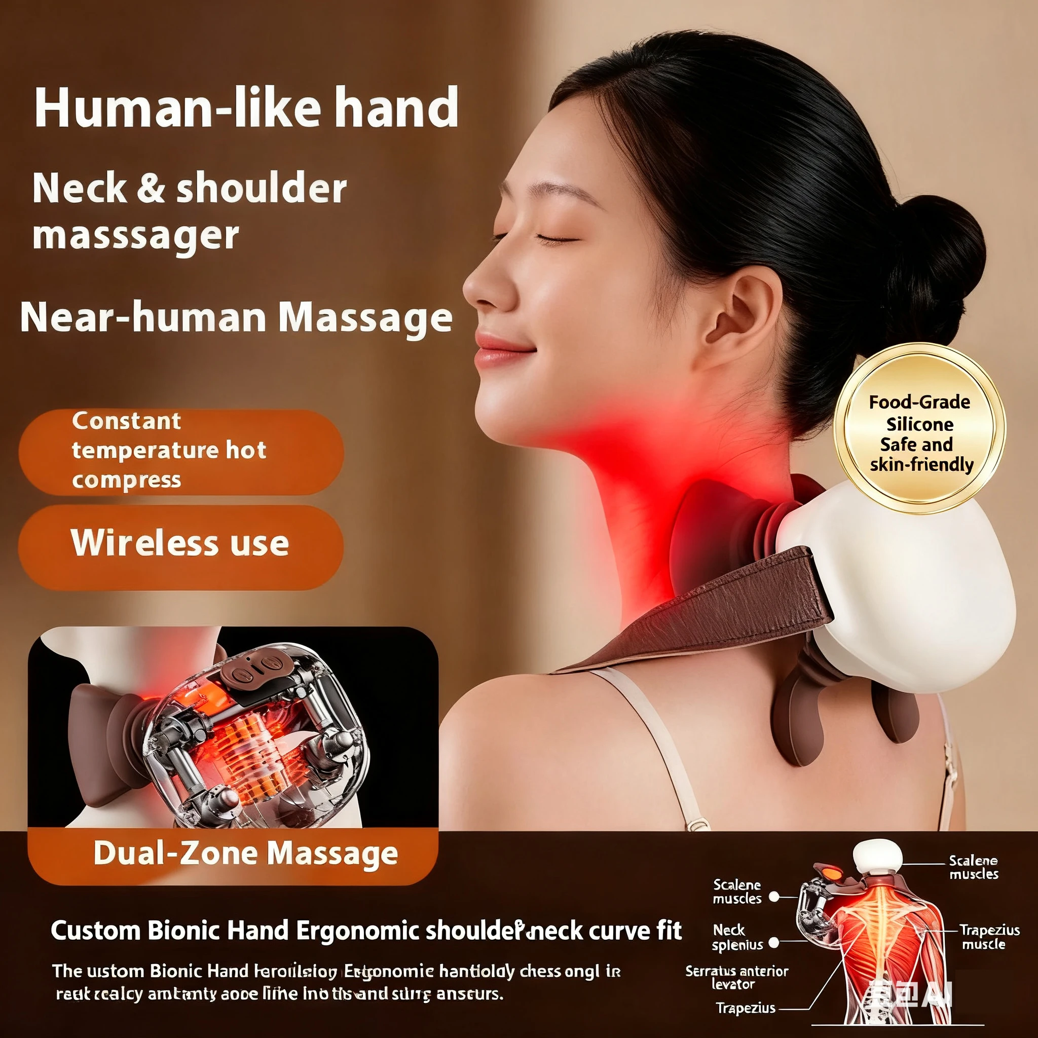 

Smart Neck Shoulder Massager Heated Back Massagers Electric Kneading Muscles Massage 3-Modes Relax Pain Relief Christmas Present
