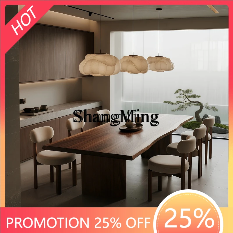 

Новый обеденный стол и стулья в средневековом стиле из черного ореха, комбинация из массива дерева, прямоугольный чайный столик, многофункциональный.