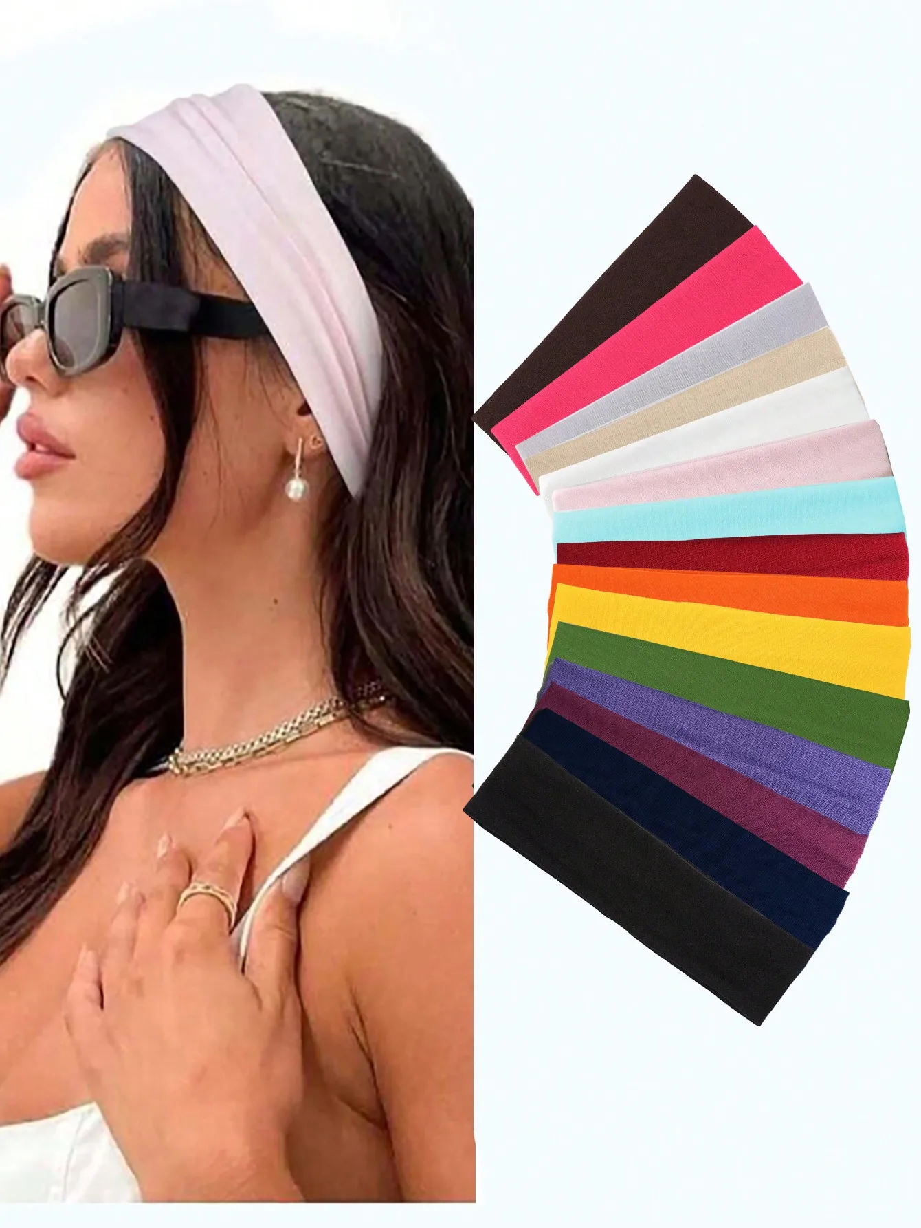 

12pcs Solid Color Headbands In Campus Style Athletic Headband Set Casual,Gym Hair Band Turban Headband Sweatband, Hairband Fall Winter Hair Accessories For Women For Vacation Outfits Woman Elegant Scarf Women Bandanas Soft Headwrap Summer Outfits