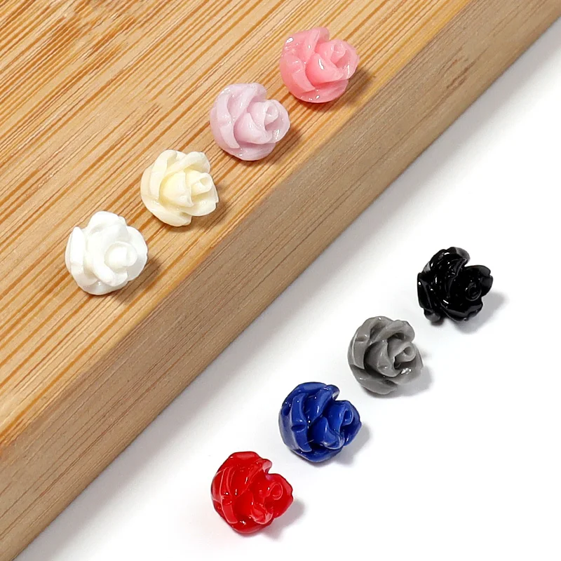 30pcs Resin Imitation Coral Flower Bead 6mm Multicolor Artificial Flower Loose Beads for Bracelet Jewelry Making DIY Accessoires